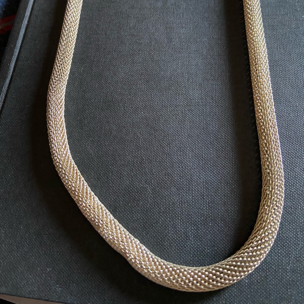 Vintage 90s 1990s Elegant Silver Mesh Chain Necklace Classic Minimalist Simple